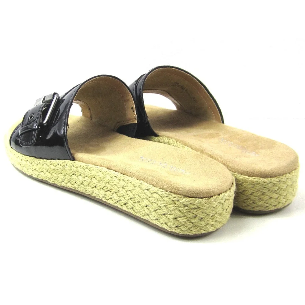 Aerosoles Glorify Women's Black Espadrille Platform Sandal‎ Buckle Size 9 M